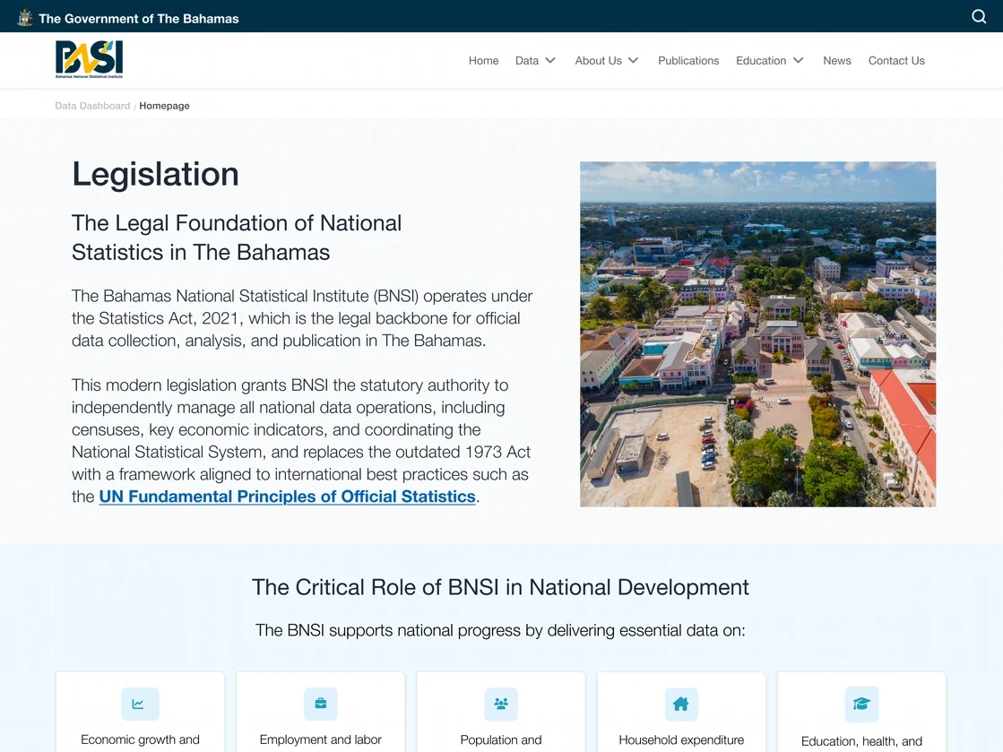 Legislation page explaining the legal foundation of national statistics