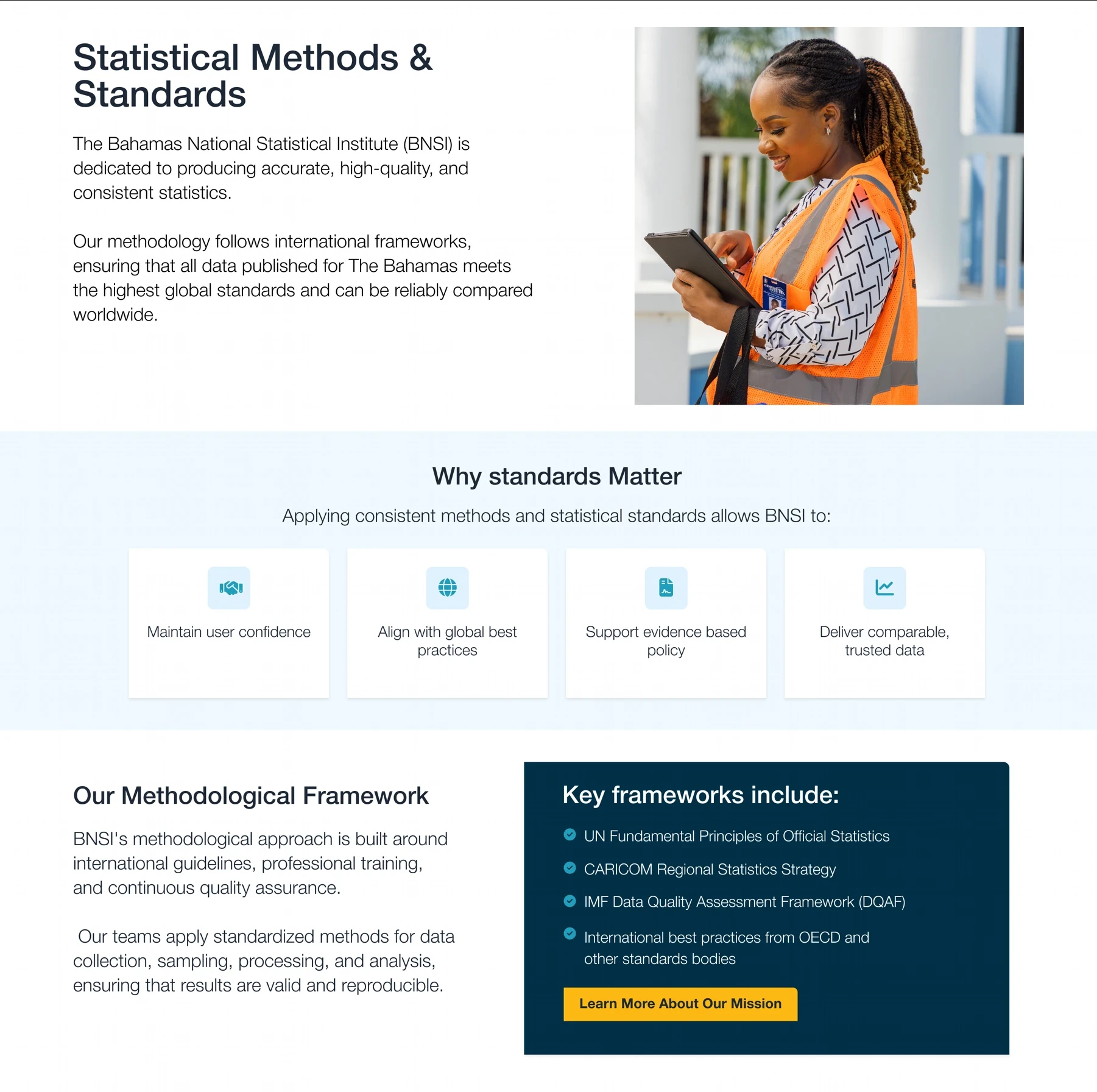 Statistical Methods & Standards page — methodology, why standards matter, and key frameworks