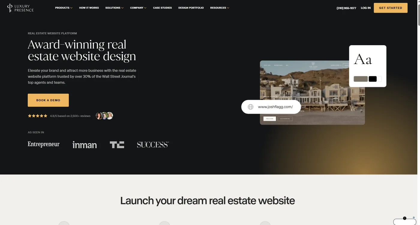 Luxury Presence — High-contrast hero