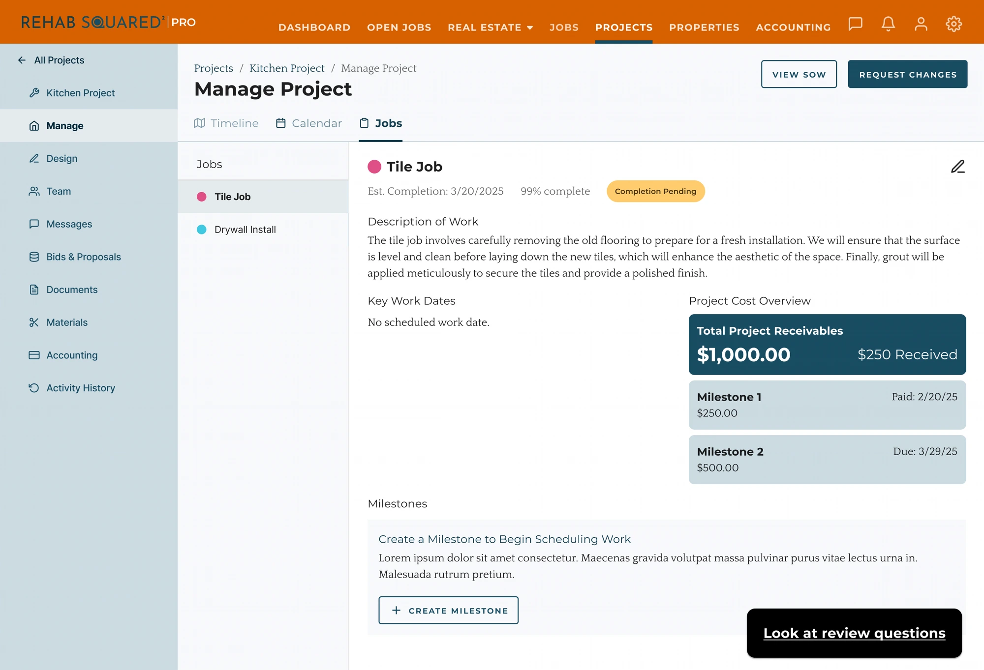 Manage project — phases & milestones